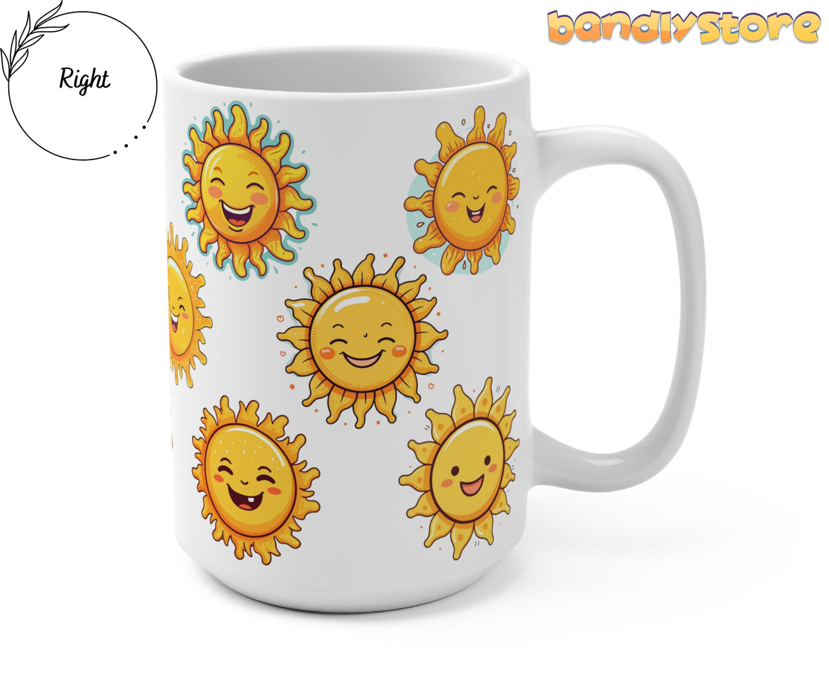 Cute Suns Mug shown from the right on a plain white background with a handle on the right.