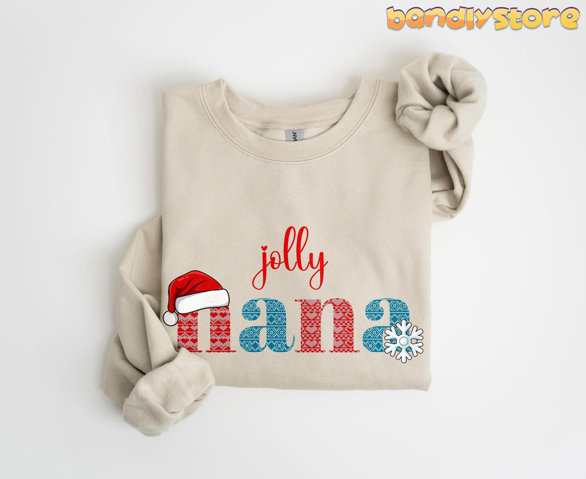 Jolly Nana Sweatshirt in sand folded flat on a plain white background.