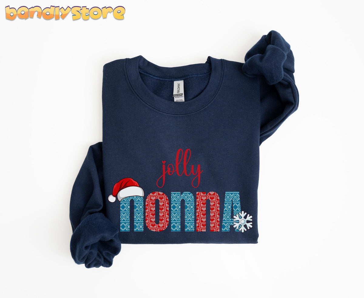 Jolly Nonna Sweatshirt navy folded flat on plain white background from above.