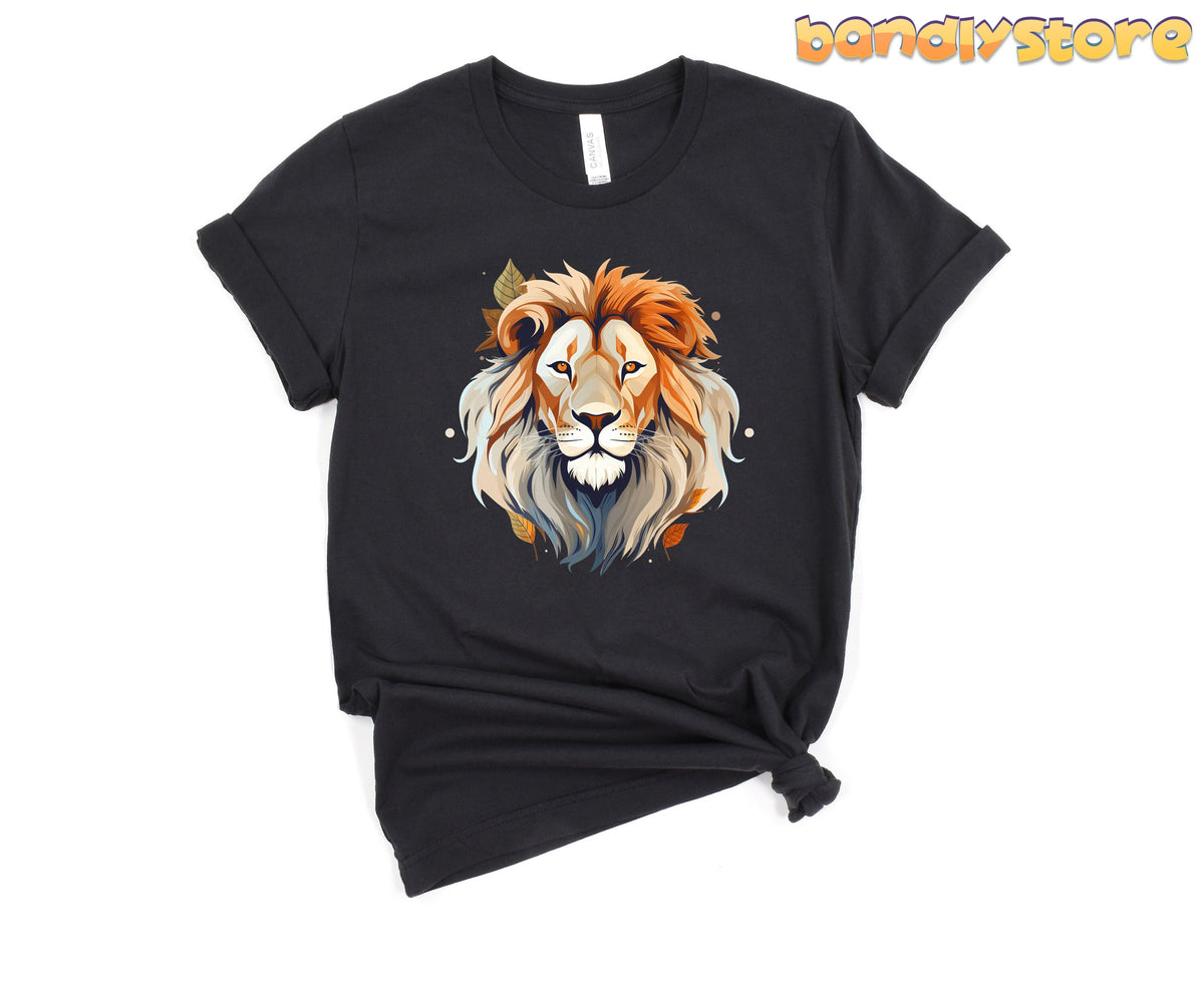 Majestic Lion T-Shirt in dark grey laid flat on white background, front view with rolled sleeves and knotted bottom.