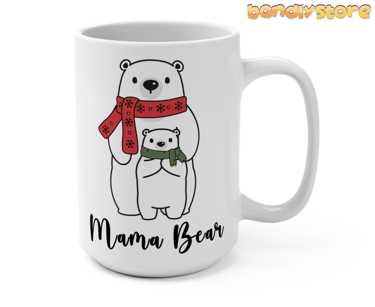 Mama Bear Mug 15oz at three-quarter angle on plain white background with handle on the right.