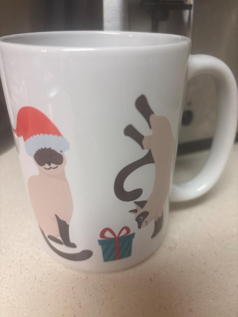 Customer photo of Christmas Siamese Cat Mug | Meowy Christmas Gift