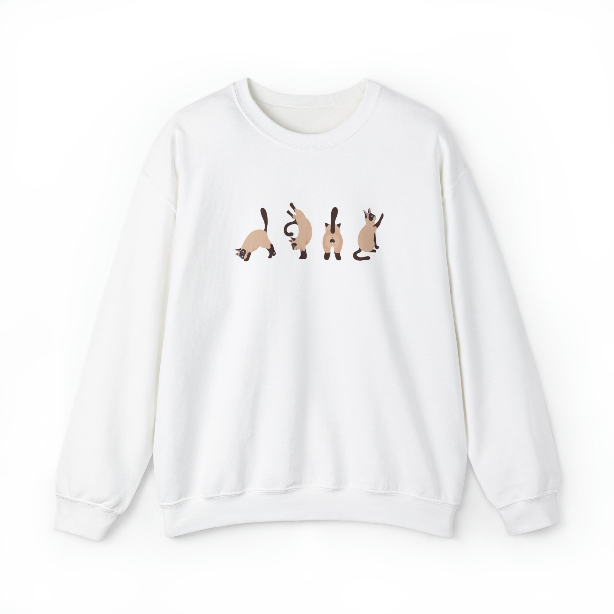 Siamese Cat Sweatshirt Gildan 18000 White Color